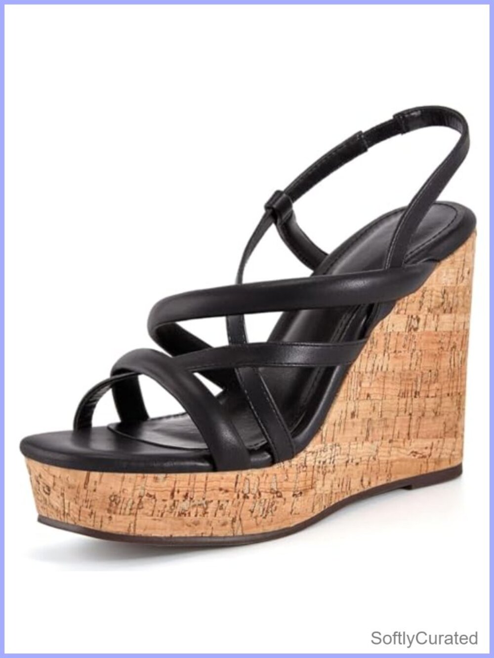 Cork Slingback Platform Wedge Sandals Square Open Toe Espadrilles Summer Heels